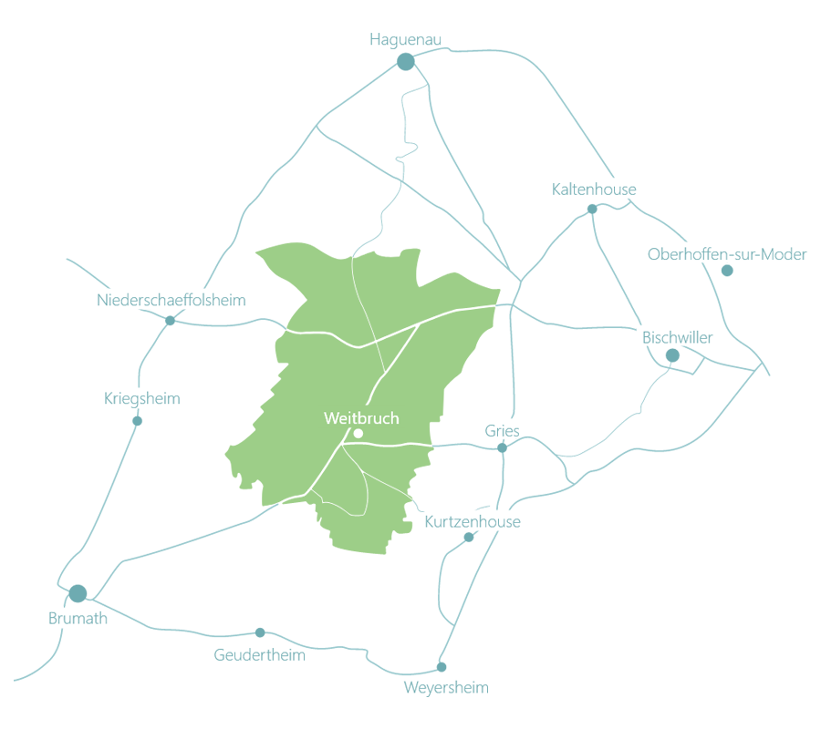 Localisation de weitbruch en Alsace dans le Bas-Rhin