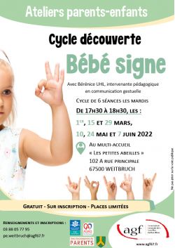 Affiche de l'atelier parents-enfants découverte des signes