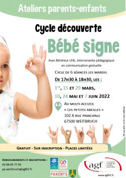 Affiche de l'atelier parents-enfants découverte des signes